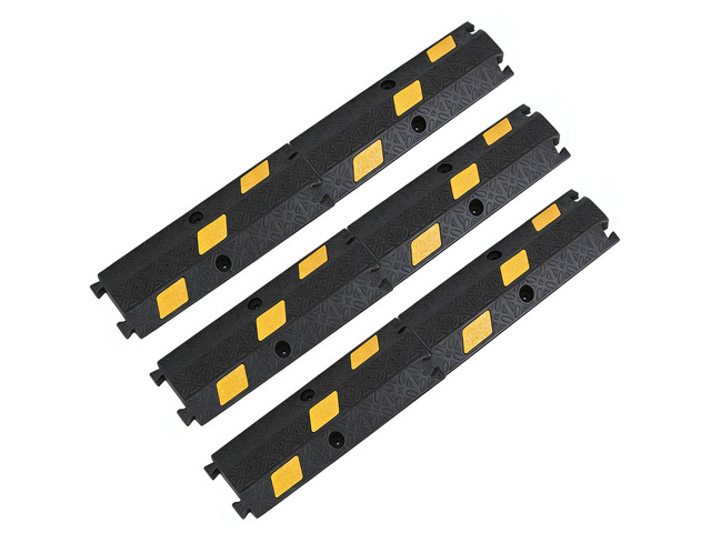 6 Pack 17' Cable Protector Cover Ramps, 1-Channel Floor Protective Wire Cord Ramp, Heavy Duty Driveway Speed Bump