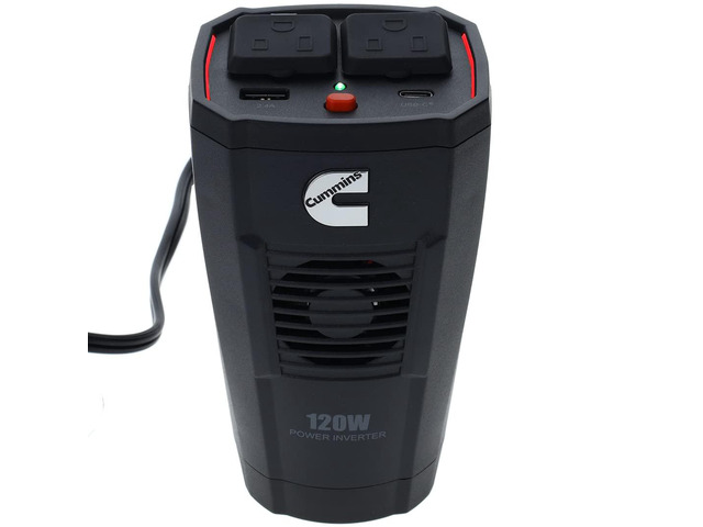 120 Watt Cupholder Inverter with Dual AC Outlets DC to AC Car Inverter 12v to 110v CMN120C