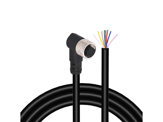 M12 Female 8 Pin Right Angle Aviation Link Cable 6.5Ft/2M For industrial automation control, fieldbus module, device network