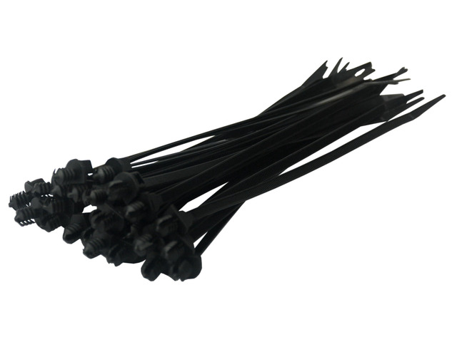 Pro Tie Fir Tree Push Mount Nylon Cable Ties for Indoor and Outdoor Use 8-Inch, 50 lbs. Tensile Strength, UV Black Nylon, 25-Pack (PN: B8FTPM25)