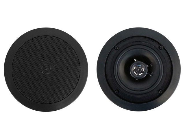 CC525T Black 5.25' 70V 40W RMS Commercial Ceiling Speakers Pair Adjustable Tap 2.5W-20W, 2-Way, 8 Ohm Compatible, Swivel Tweeter, Paintable...