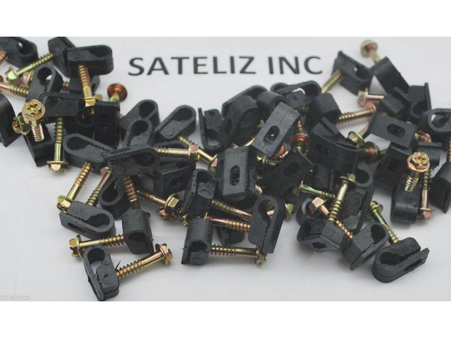 1000 Single Black Flex Clips with 1' Screw RG6 Cable Wire GC12BLK
