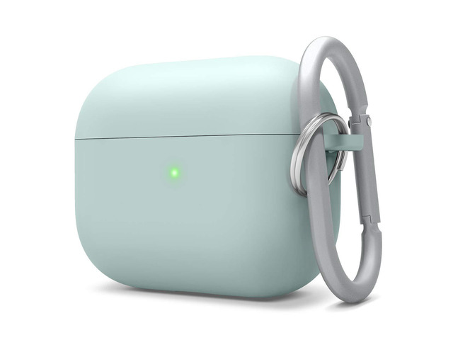 Liquid Silicone Case for AirPods Pro Keychain Included, Triple Layer Protection, Safeguard Design, Supports Wireless Charging [Mint]