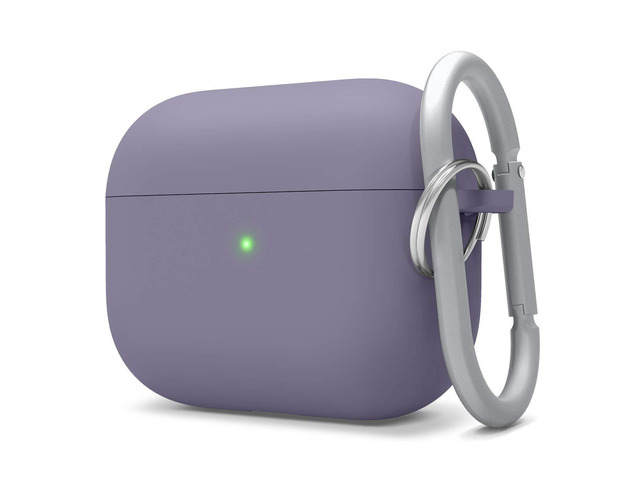Liquid Silicone Case for AirPods Pro Keychain Included, Triple Layer Protection, Safeguard Design, Supports Wireless Charging [Lavender Grey]