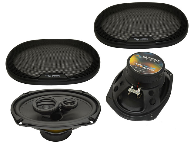 Front and Rear Speakers Fits Jeep Compass 2018-2020 Harmony R69 Kit 6x9 replacement pairs with wiring harnesses, plug-in upgrade, richer...