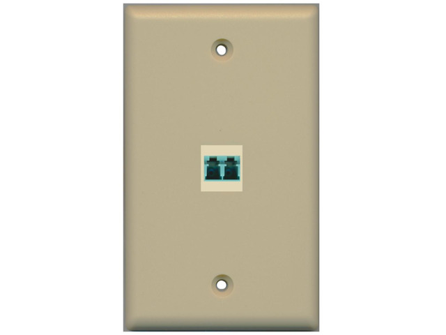 1 Port LC Fiber 10GB Duplex Wall Plate - Ivory - Bracket Included
