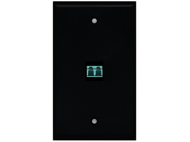 1 Port LC Fiber 10GB Duplex Wall Plate - Black - Bracket Included