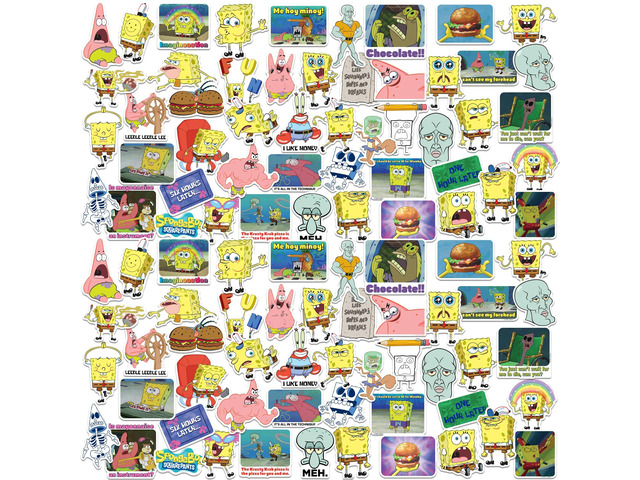 Spongebob Meme 150ct Vinyl L Deluxe Stickers, Skateboard, Indoor/Outdoor