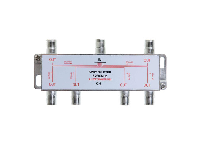 Pack of 2pc - 6 Way Bi-Directional 5-2300 MHz Indoor and Outdoor Waterproof Coaxial Antenna Splitter for RG6 RG59 Coax Cable Satellite HDTV (6 Ports)