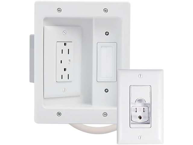 Legrand in-Wall TV Power Kit Cable Management System with Recessed Outlet, Hides Wires for Wall-Mounted TVs, 6FT Power Cord, White, CPT306WV1
