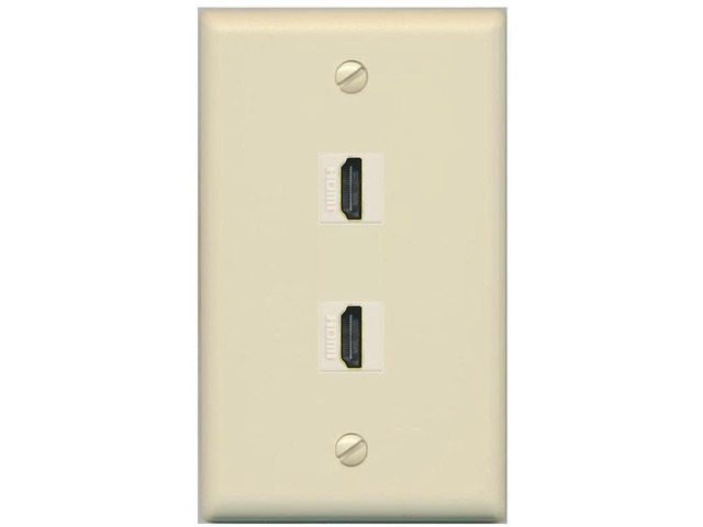 HDMI Wall Plate 2 Port - Flat [Ivory/Ivory]