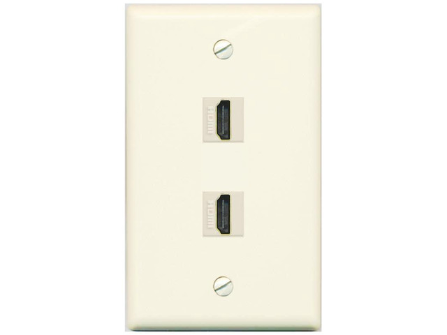HDMI Wall Plate 2 Port - Flat [Light-Almond]