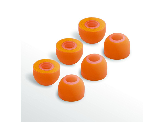 W New Improved Ear Tips Hybrid Design: Soft Memory Foam Core and Silicone Outside. Comfortable Fit, Long Life, Easy Cleaning - 3 Pairs (Large)
