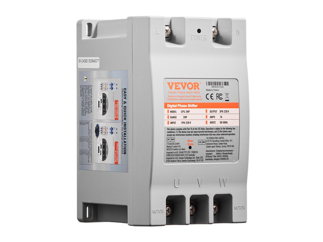 3 Phase Converter - 2HP 7A 220V Single Phase to 3 Phase Converter, 220V Input/Output, Digital Phase Shifter for Residential & Light Commercial Use...