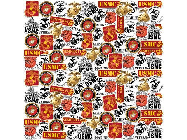 United States Marine Corps 100 Vinyl Stickers Waterproof Die-Cut Decals Car