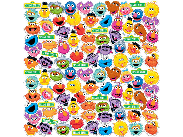Sesame Street Variety Character Faces 200 Vinyl Stickers Waterproof Die-Cut