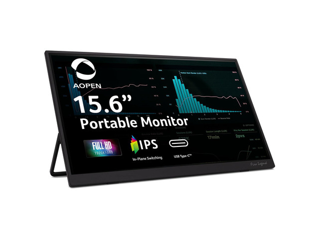 AOPEN 16PM1Q 15.6in Full HD IPS Portable Monitor USB-C HDMI 60Hz refresh rate, 6ms response time, ultra-slim design, built-in stand, lightweight...