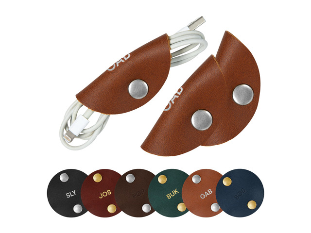 Personalized Full Grain Leather Cord Organizer Set of 3 Custom Cable Managing Strap, Monogrammed Cable Holder and Organizer for Cords, Chargers &...