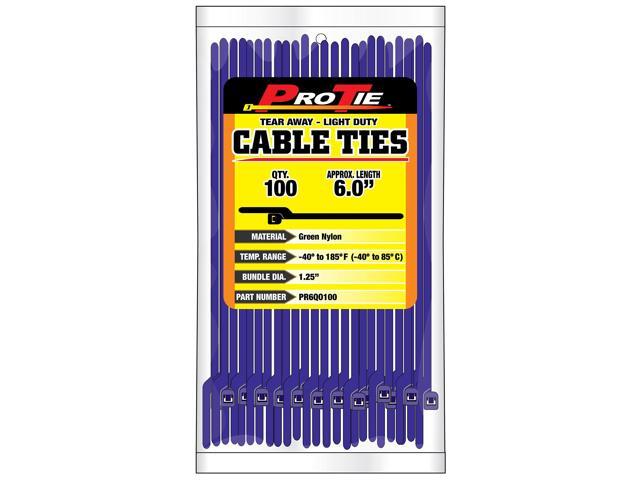 Pro Tie PR6QO100 5.5-Inch Quik Off Tear Away Cable Tie, Purple Polypropylene 100-Pack