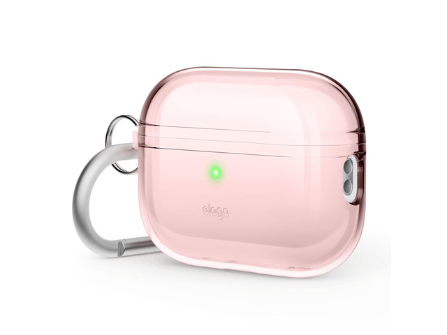 Clear Case for AirPods Pro 2 Protective Cover with Keychain, Transparent, Wireless Charging, Reduced Yellowing [Lovely Pink]
