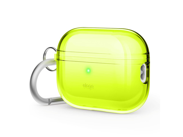 Clear Case for AirPods Pro 2 Protective Cover with Keychain, Transparent, Wireless Charging, Reduced Yellowing [Neon Yellow]
