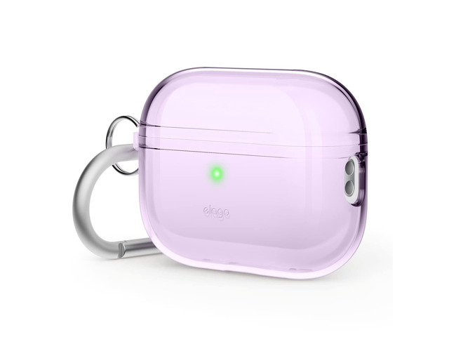 Clear Case for AirPods Pro 2 Protective Cover with Keychain, Transparent, Wireless Charging, Reduced Yellowing [Lavender]