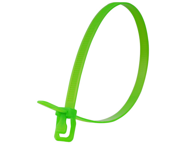 32-Inch Fluorescent Green Reusable Releasable Cable Ties 10 Pack, 175 lb Strength, Patented Quick-Release, Ultra-Durable for Heavy-Duty Commercial...