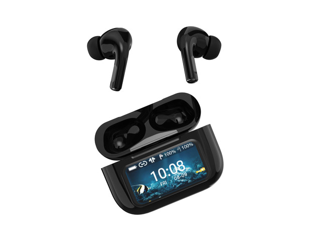 IQ Sound IQ-341 ANC & ENC Bluetooth Earphone with Touchscreen Display Charging Case, True Wireless Earbuds, Stereo Sound, Dual Mic, Voice...