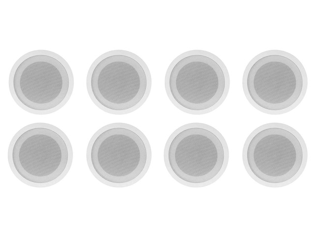 CCL5T White 70V 5' Commercial Ceiling Speakers for Office, 8-Pack Restaurant/School/Retail, Paintable Flush Mount Grills, Double Paper Cone,...