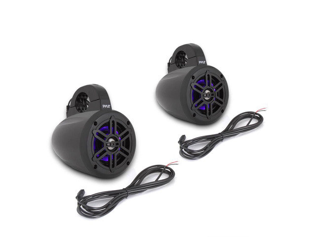 Waterproof Marine Wakeboard Tower Speakers - 4 Inch Dual Subwoofer Speaker Set w/LED Lights & Bluetooth for Wireless Music Streaming - Boat Audio...