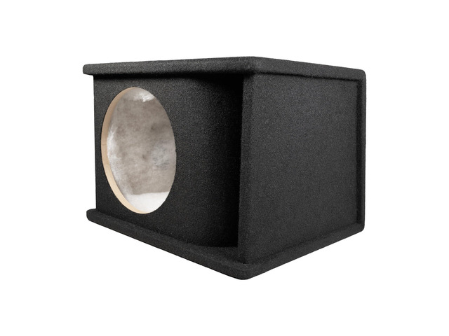 QPower 10 Inch Single Horn Ported Subwoofer Box Enclosure, 5/8' MDF Car Audio Speaker Box, 1.2 Cubic Feet Vented Design, Black Carpet Finish