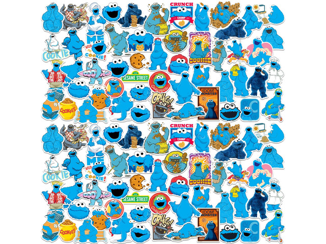 Sesame Street Cookie Monster 200 Vinyl Stickers Waterproof Die-Cut Decals