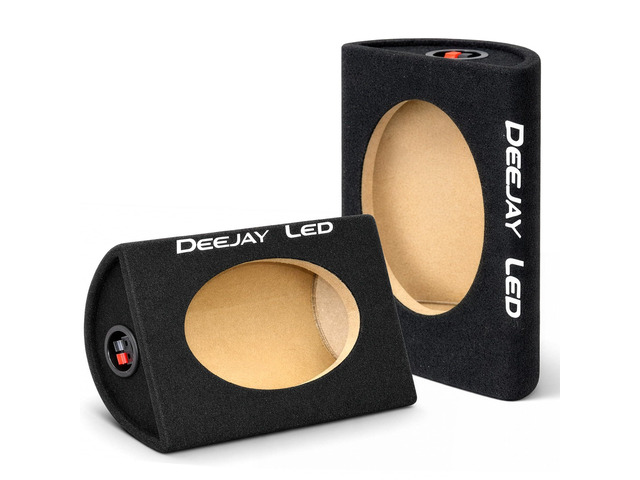 6x9 Speaker Box Enclosures (Pair), Curved Rear Design, MDF Wood with Heavy-Duty Black Carpet, Quick Release Terminals, Universal Fit for Trucks and...