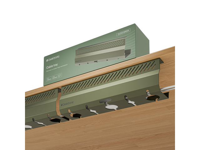Cable Duct Desk Green Set of 2 - Stainless Steel Cable Management Desk Cable Duct with 5 Cable Cut-Outs - Easy to Install Cable Organiser - Cable...