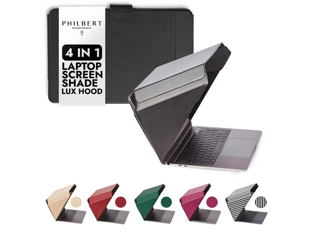 4-in-1 Laptop Screen Shade Original Lux Hood Sun, Privacy, Heat & Contrast Protection, Freestanding with Pocket, Fits 1516 MacBook & PC,...