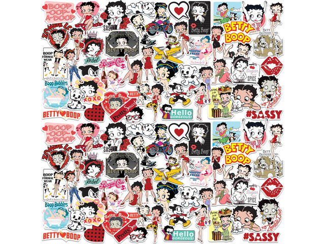 Betty Boop 200 Vinyl Stickers Waterproof Die-Cut Decals Laptop Water Bottle