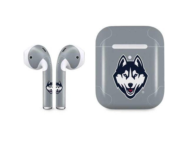 Decal Audio Skin Compatible with Apple AirPods 2 - Officially Licensed University of Connecticut Huskies Est 1881 Design