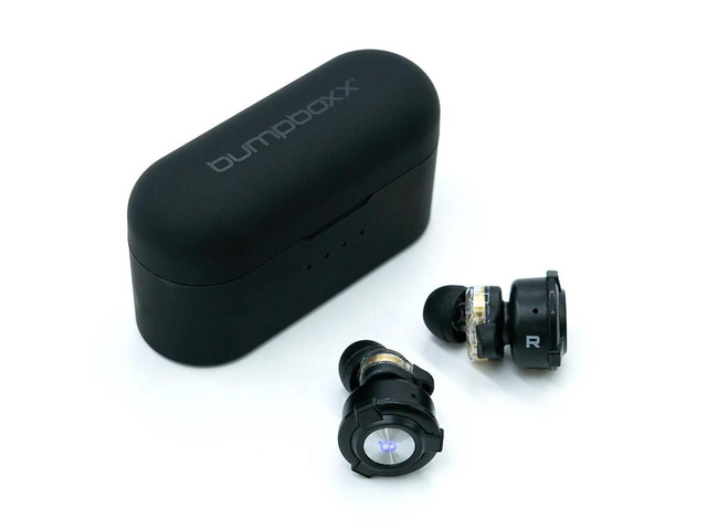 Bumpbuds Wireless Ear Buds Bluetooth Noise Cancelling Headphones. Built in Microphone. Water Resistant. Light Weight with Case. Black