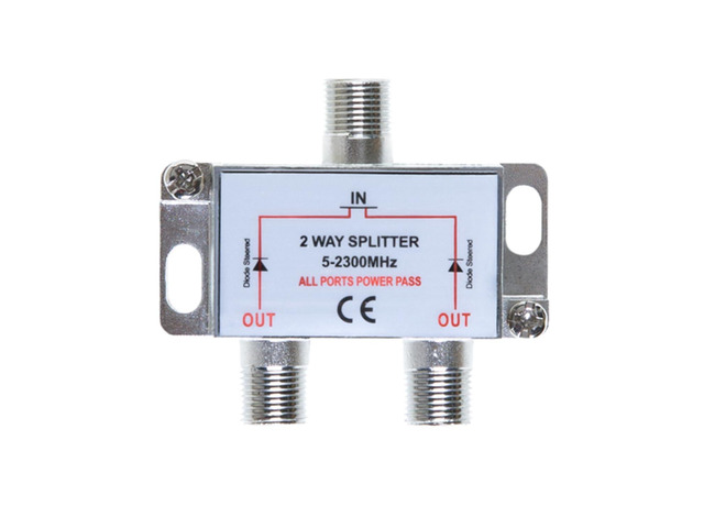Pack of 3pc -2 Way Bi-Directional 5-2300 MHz Indoor and Outdoor Waterproof Coaxial Antenna Splitter for RG6 RG59 Coax Cable Satellite HDTV (2 Ports)