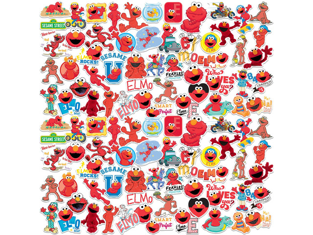 Sesame Street Elmo 200 Vinyl Stickers Waterproof Die-Cut Decals Laptop Car
