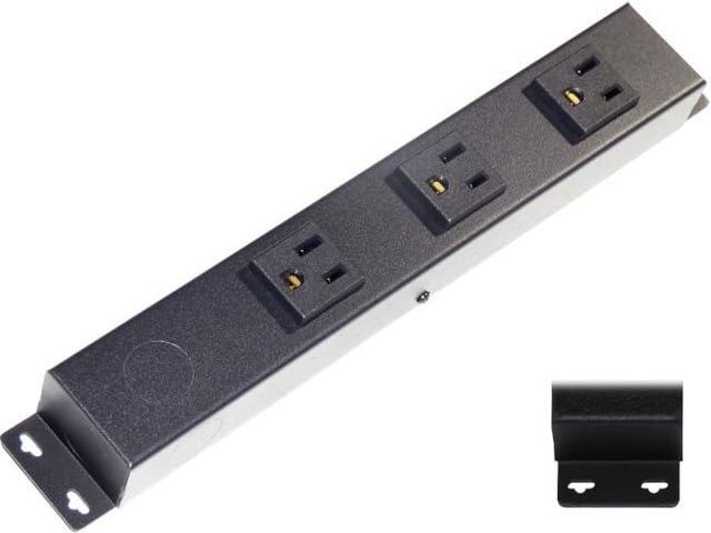 10 Hardwired Power Strip (NO Power Cord), 3 Vertical Outlets (NOT Tamper Resistant), with Ears (with mounting tabs on Both Ends), 15A (NOT a 20 Amp...