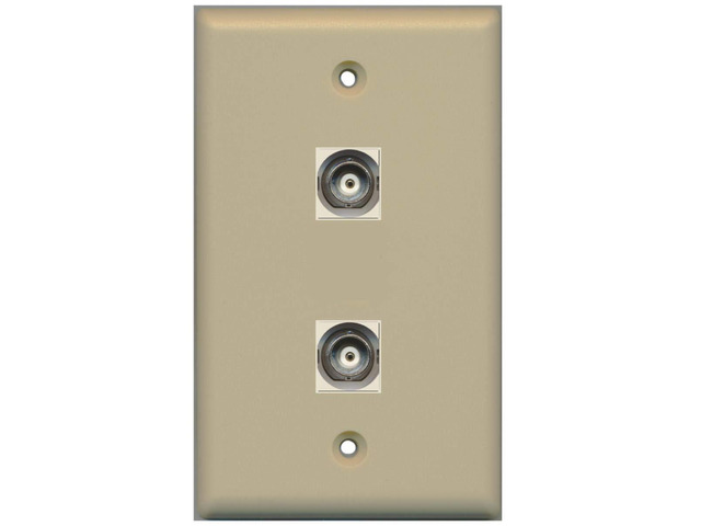 2 Port BNC Wall Plate - Ivory - Bracket Included