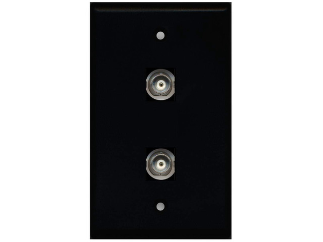 2 Port BNC Wall Plate - Black - Bracket Included