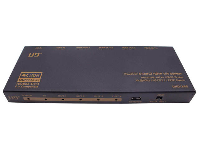 ViewHD 1 in 4 Out HDMI 2.0 18Gbps 1x4 Splitter with Automatic 4K to 1080P Downscaler / 4K@60Hz / HDR and Dloby Vision/HDCP 2.2 to HDCP 1.4...