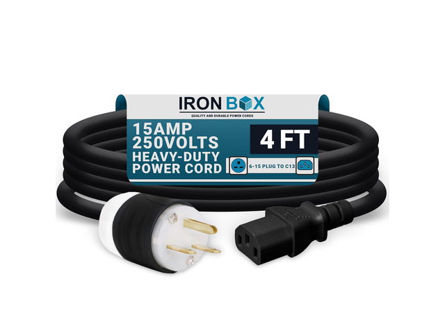 IronBox Electric NEMA 6-15 Plug to C13 Connector Power Cords - 15A/250V - 14/3 AWG - Power Supply Replacement Cable - UL Listed Heavy Duty Cord for...