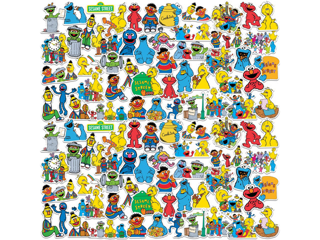 Sesame Street Vintage 1969 100 Vinyl Stickers Waterproof Die-Cut Decals Car