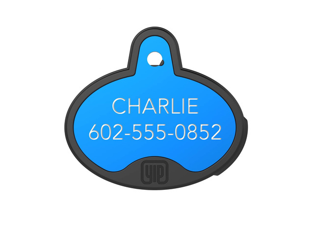 ID Custom Engraved Locator - Works with Apple Find My (No GPS Subscription Or Monthly Fee) Personalized Tracker Device, Blue Oval