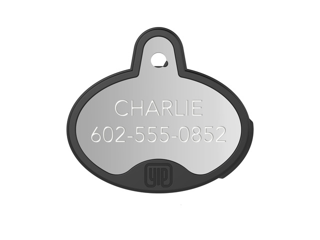 ID Custom Engraved Locator - Works with Apple Find My (No GPS Subscription Or Monthly Fee) Personalized Tracker Device, Silver Oval
