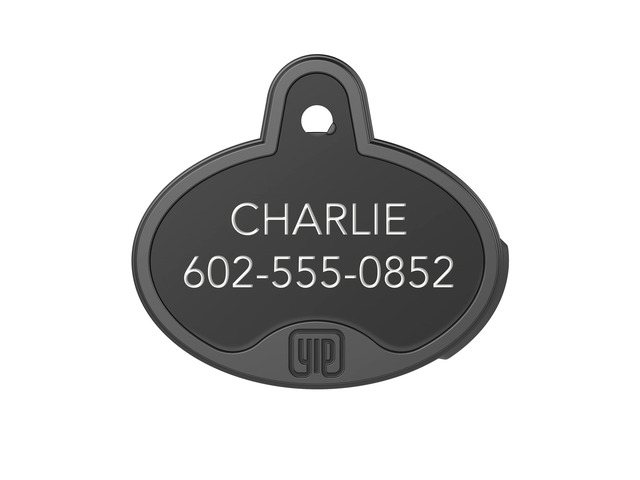 ID Custom Engraved Locator - Works with Apple Find My (No GPS Subscription Or Monthly Fee) Personalized Tracker Device, Black Oval