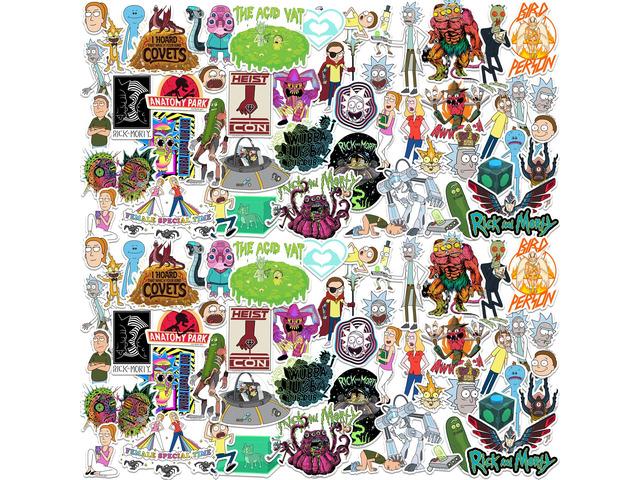 Rick and Morty 100 Vinyl Stickers Waterproof Die-Cut Decals Laptop Car